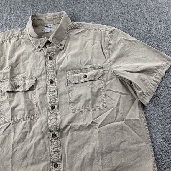 Carhartt Shirt Adult Extra Large Tan Brown Button Up Short Sleeve Workwear Men's - Picture 4 of 16